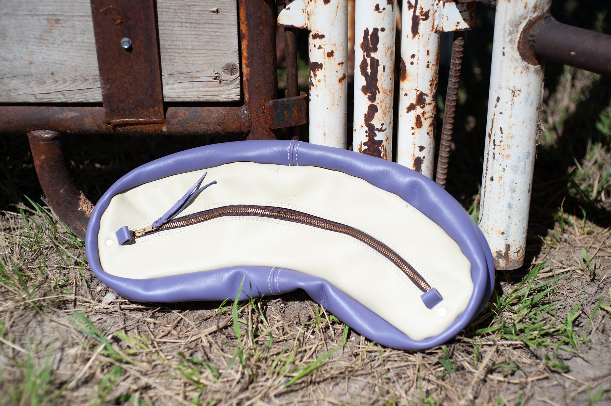 Chap Leather Cantle Bag - Purple